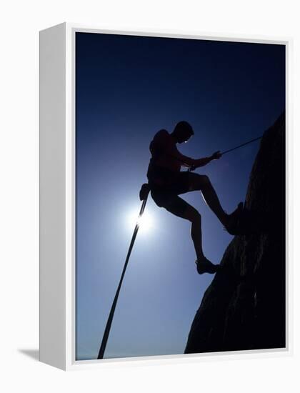 Silhouette of Rock Climber, Boulder, Colorado, USA-null-Framed Premier Image Canvas