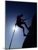 Silhouette of Rock Climber, Boulder, Colorado, USA-null-Mounted Photographic Print