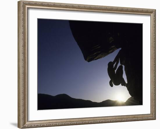 Silhouette of Rock Climber, Boulder, Colorado, USA-null-Framed Photographic Print