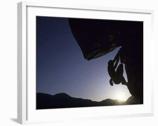 Silhouette of Rock Climber, Boulder, Colorado, USA-null-Framed Photographic Print