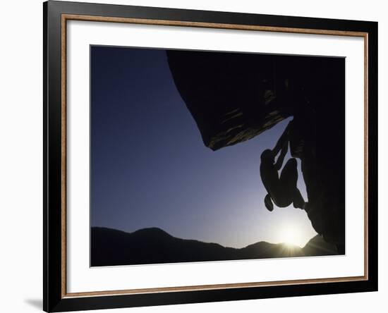 Silhouette of Rock Climber, Boulder, Colorado, USA-null-Framed Photographic Print