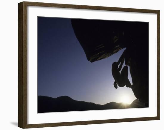 Silhouette of Rock Climber, Boulder, Colorado, USA--Framed Photographic Print