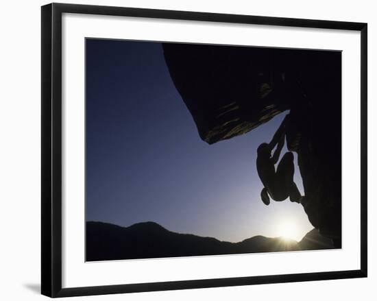 Silhouette of Rock Climber, Boulder, Colorado, USA-null-Framed Photographic Print