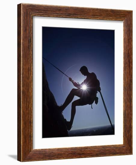 Silhouette of Rock Climber-null-Framed Photographic Print