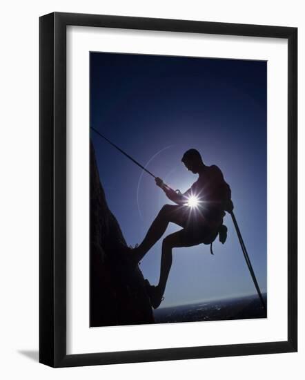 Silhouette of Rock Climber-null-Framed Photographic Print