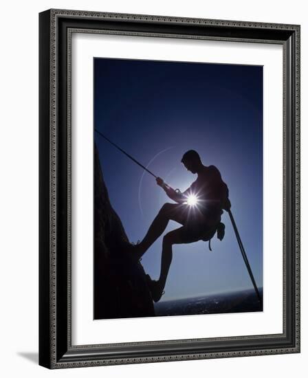 Silhouette of Rock Climber-null-Framed Photographic Print