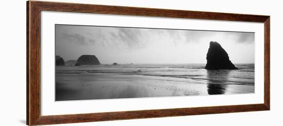 Silhouette of Rocks on the Beach, Fort Bragg, Mendocino, California, USA-null-Framed Photographic Print