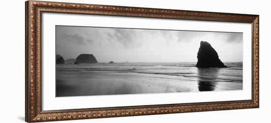 Silhouette of Rocks on the Beach, Fort Bragg, Mendocino, California, USA-null-Framed Photographic Print