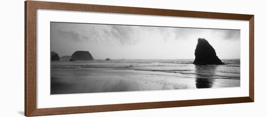 Silhouette of Rocks on the Beach, Fort Bragg, Mendocino, California, USA-null-Framed Photographic Print