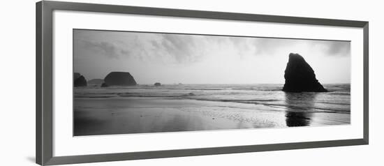 Silhouette of Rocks on the Beach, Fort Bragg, Mendocino, California, USA-null-Framed Photographic Print