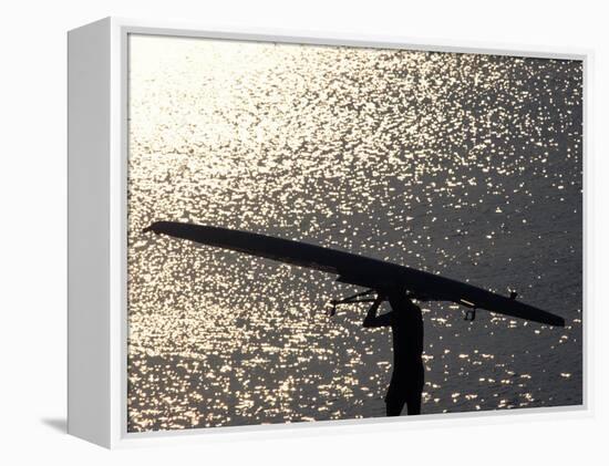 Silhouette of Rower Carrying His Boat, Vancouver Lake, Georgia, USA-null-Framed Premier Image Canvas