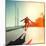 Silhouette of Skateboarder Jumping in City on Background of Promenade and Sea-Maxim Blinkov-Mounted Photographic Print