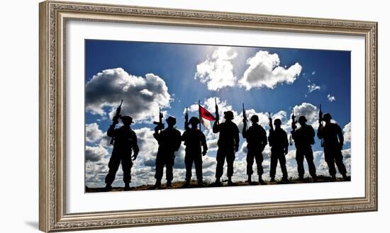 Silhouette of Soldiers from the U.S. Army National Guard-Stocktrek Images-Framed Photographic Print