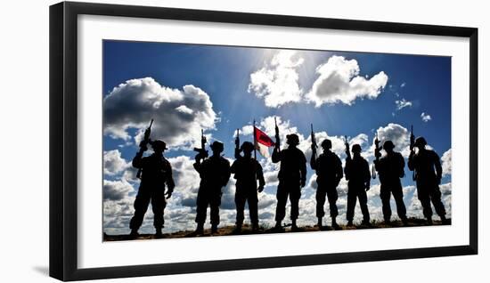 Silhouette of Soldiers from the U.S. Army National Guard-Stocktrek Images-Framed Photographic Print