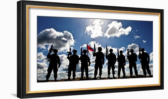 Silhouette of Soldiers from the U.S. Army National Guard-Stocktrek Images-Framed Photographic Print