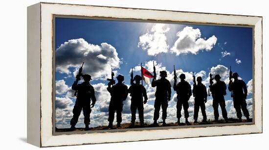 Silhouette of Soldiers from the U.S. Army National Guard-Stocktrek Images-Framed Premier Image Canvas