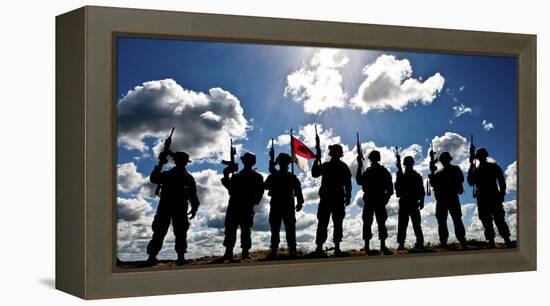 Silhouette of Soldiers from the U.S. Army National Guard-Stocktrek Images-Framed Premier Image Canvas