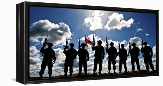 Silhouette of Soldiers from the U.S. Army National Guard-Stocktrek Images-Framed Premier Image Canvas