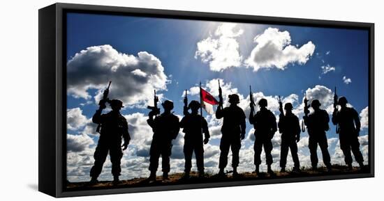 Silhouette of Soldiers from the U.S. Army National Guard-Stocktrek Images-Framed Premier Image Canvas