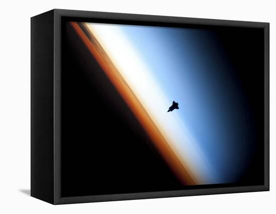 Silhouette of Space Shuttle Endeavour over Earth's Colorful Horizon-null-Framed Premier Image Canvas