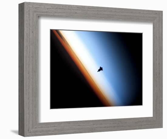 Silhouette of Space Shuttle Endeavour over Earth's Colorful Horizon-null-Framed Photographic Print