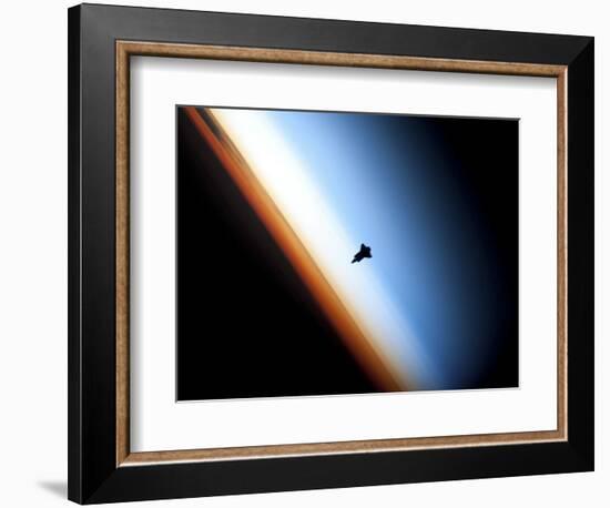 Silhouette of Space Shuttle Endeavour over Earth's Colorful Horizon--Framed Photographic Print