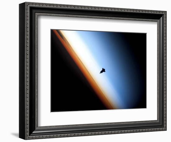 Silhouette of Space Shuttle Endeavour over Earth's Colorful Horizon-null-Framed Photographic Print