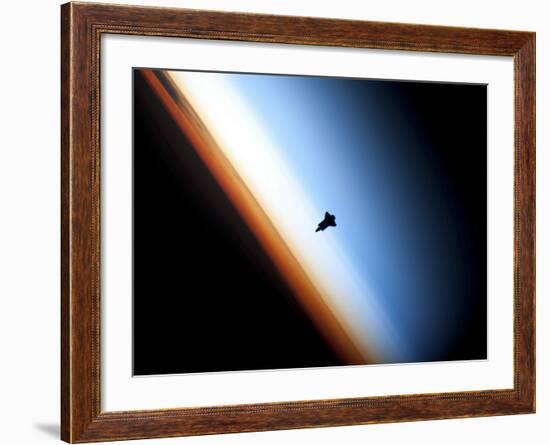 Silhouette of Space Shuttle Endeavour over Earth's Colorful Horizon-null-Framed Photographic Print