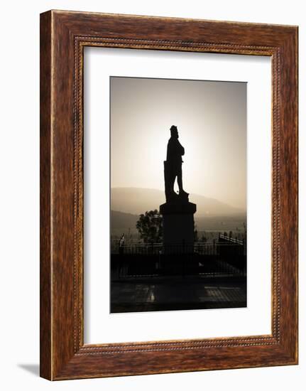 Silhouette of Statue of Robert the Bruce at Sunrise, Stirling Castle, Scotland, United Kingdom-Nick Servian-Framed Photographic Print