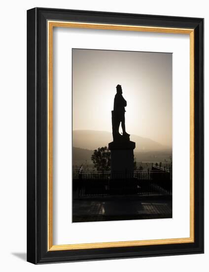 Silhouette of Statue of Robert the Bruce at Sunrise, Stirling Castle, Scotland, United Kingdom-Nick Servian-Framed Photographic Print