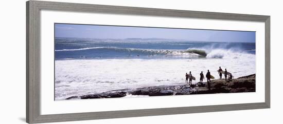 Silhouette of Surfers Standing on the Beach, Australia-null-Framed Photographic Print