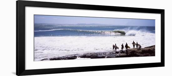 Silhouette of Surfers Standing on the Beach, Australia-null-Framed Photographic Print