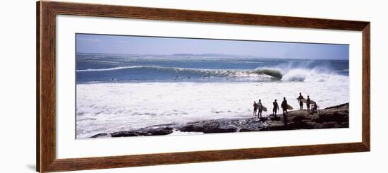 Silhouette of Surfers Standing on the Beach, Australia-null-Framed Photographic Print