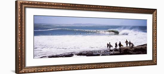 Silhouette of Surfers Standing on the Beach, Australia-null-Framed Photographic Print