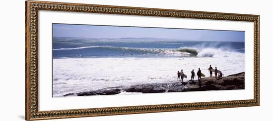 Silhouette of Surfers Standing on the Beach, Australia-null-Framed Photographic Print