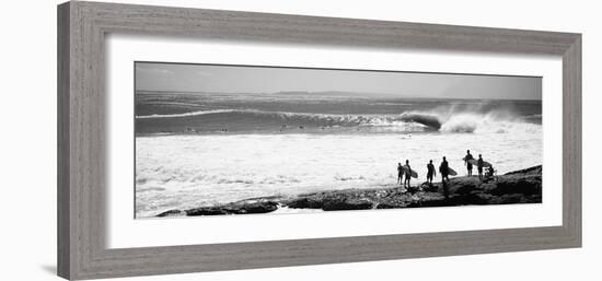 Silhouette of Surfers Standing on the Beach, Australia-null-Framed Photographic Print