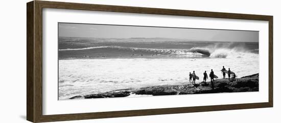 Silhouette of Surfers Standing on the Beach, Australia-null-Framed Photographic Print