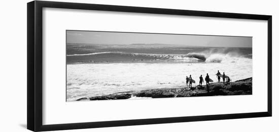 Silhouette of Surfers Standing on the Beach, Australia-null-Framed Photographic Print