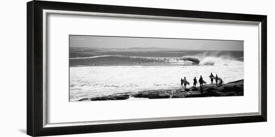 Silhouette of Surfers Standing on the Beach, Australia-null-Framed Photographic Print