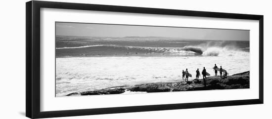 Silhouette of Surfers Standing on the Beach, Australia-null-Framed Photographic Print