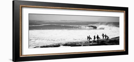 Silhouette of Surfers Standing on the Beach, Australia-null-Framed Photographic Print