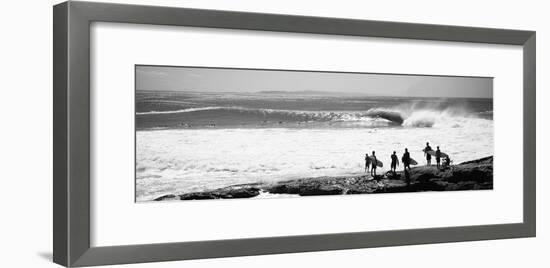 Silhouette of Surfers Standing on the Beach, Australia-null-Framed Photographic Print