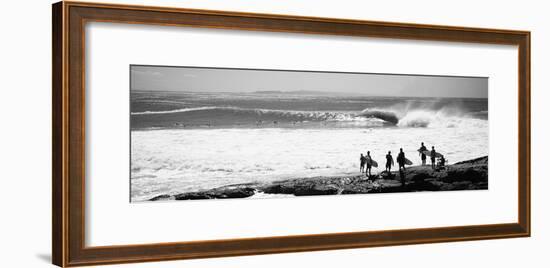 Silhouette of Surfers Standing on the Beach, Australia-null-Framed Photographic Print