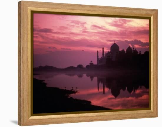 Silhouette of Taj Mahal, Agra, India-Mitch Diamond-Framed Premier Image Canvas