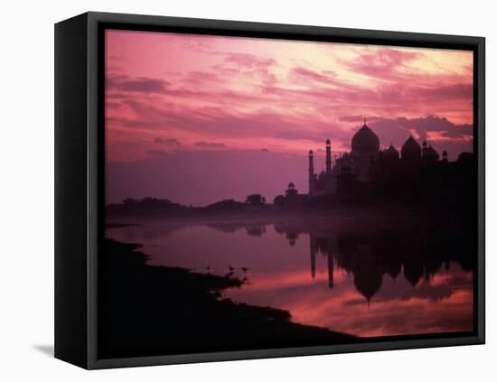 Silhouette of Taj Mahal, Agra, India-Mitch Diamond-Framed Premier Image Canvas