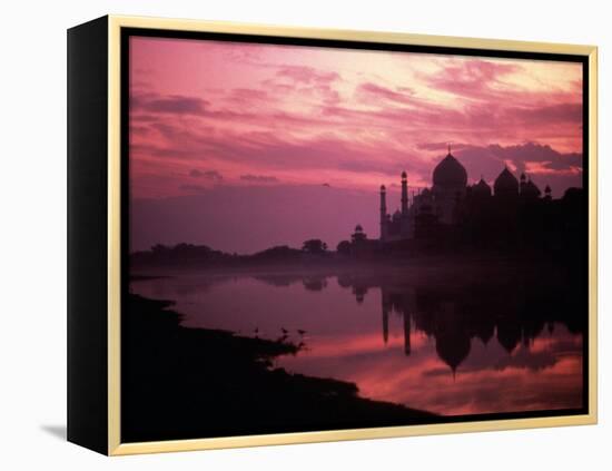 Silhouette of Taj Mahal, Agra, India-Mitch Diamond-Framed Premier Image Canvas