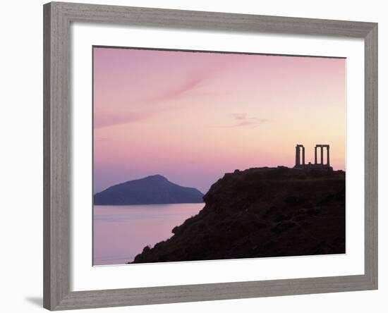Silhouette of Temple of Poseidon, Attica, Greece-Walter Bibikow-Framed Photographic Print