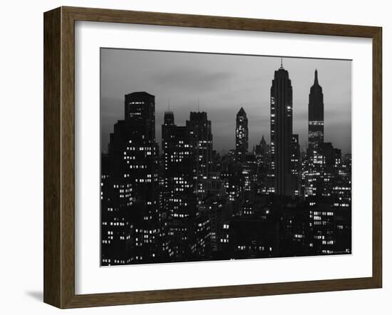 Silhouette of the Empire State Building and Other Buildings without Light During Wartime-Andreas Feininger-Framed Photographic Print