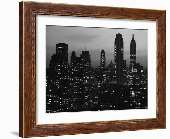 Silhouette of the Empire State Building and Other Buildings without Light During Wartime-Andreas Feininger-Framed Photographic Print