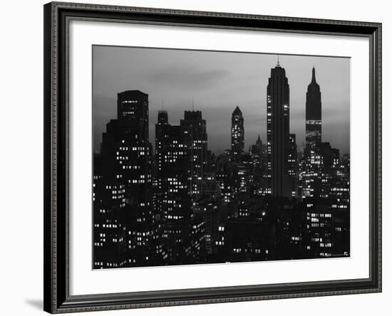 Silhouette of the Empire State Building and Other Buildings without Light During Wartime-Andreas Feininger-Framed Photographic Print